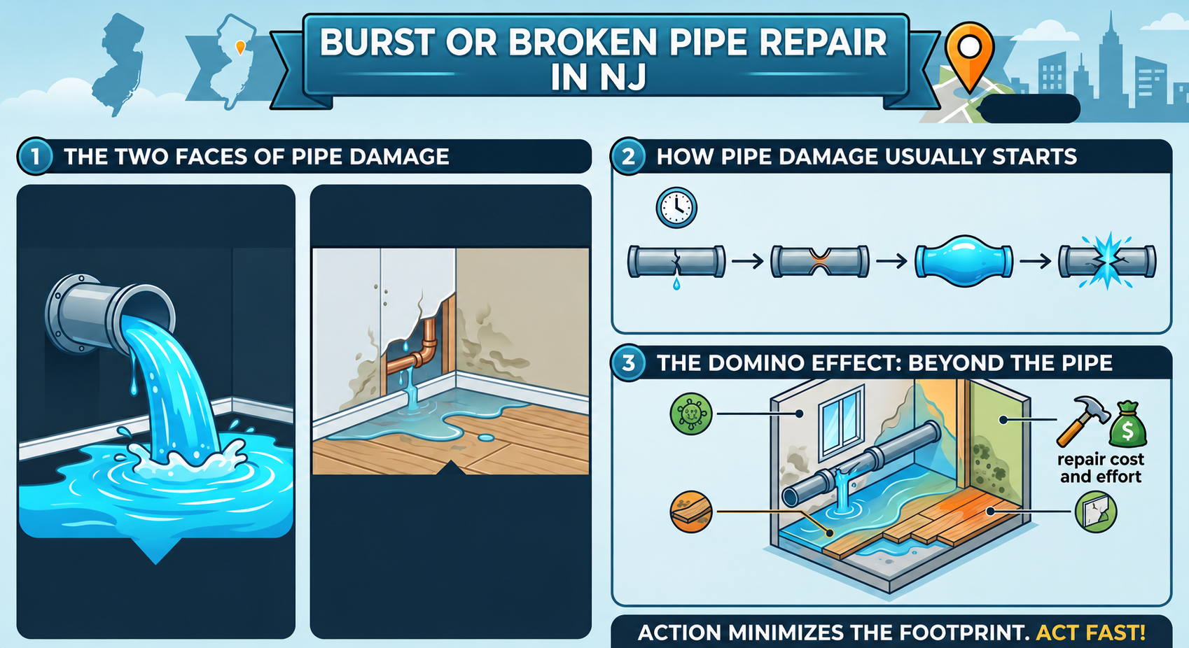 burst pipe repair montclair nj